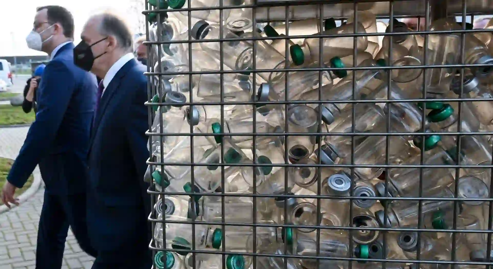 Mandatory Credit: Photo by HENDRIK SCHMIDT/POOL/EPA-EFE/Shutterstock (11030427u)German Minister of Health Jens Spahn (L) with Prime Minister of Saxony-Anhalt Reiner Haseloff (R) during a visit to the vaccine manufacturer IDT Biologika's plant in Dessau-Rosslau, Germany, 23 November 2020.