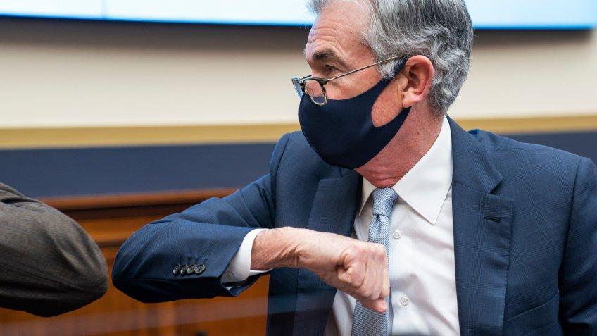 Mandatory Credit: Photo by Shutterstock (11089766d)Federal Reserve Chair Jerome Powell prepares to speak during a House Financial Services Committee hearing on 'Oversight of the Treasury Department's and Federal Reserve's Pandemic Response' in the Rayburn House Office Building in Washington, DC, USA, 02.