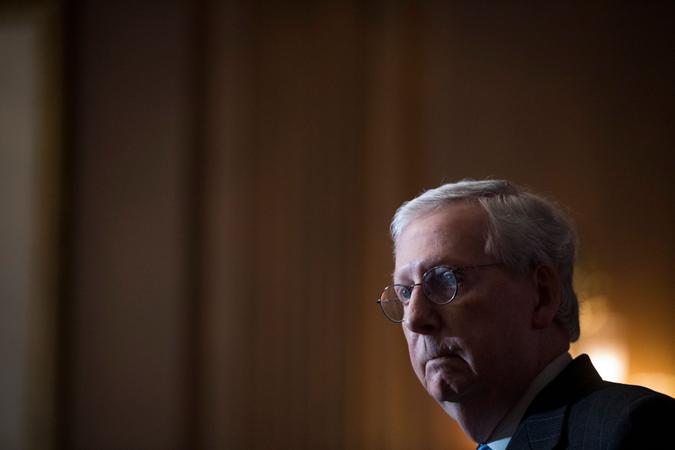 Mandatory Credit: Photo by Shutterstock (11553732as)United States Senate Majority Leader Mitch McConnell (Republican of Kentucky) answers questions from reporters during a news conference following the weekly meeting with the Senate Republican caucus at the U.