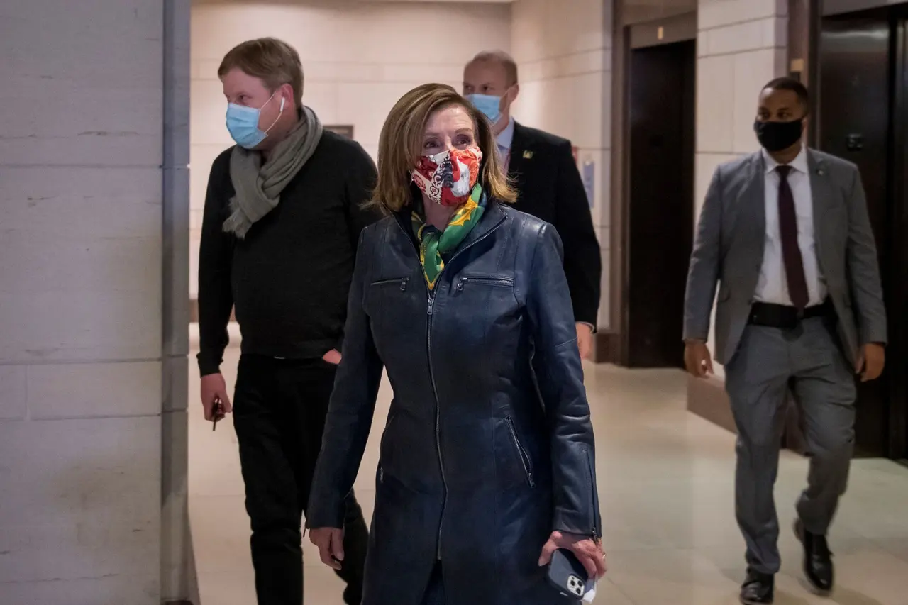 Mandatory Credit: Photo by Shutterstock (11598418c)Speaker of the United States House of Representatives Nancy Pelosi (Democrat of California) makes her way past reporters at the US Capitol in Washington, DC,.