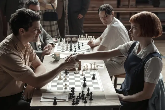 THE QUEEN?S GAMBIT (L to R) JACOB FORTUNE-LLOYD as TOWNES and ANYA TAYLOR-JOY as BETH HARMON in episode 102 of THE QUEEN?S GAMBIT Cr.