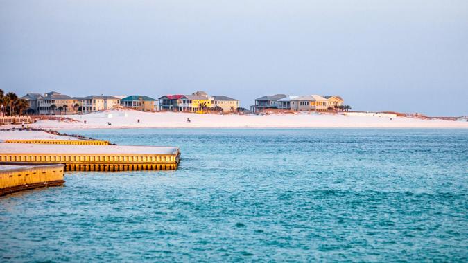 Sunset time in Destin, Florida, USA.