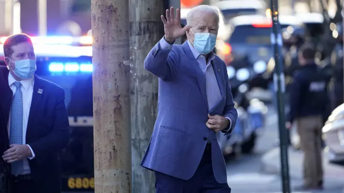 Mandatory Credit: Photo by Susan Walsh/AP/Shutterstock (11702224a)President-elect Joe Biden arrives at The Queen Theater in Wilmington, DelBiden, Wilmington, United States - 10 Jan 2021.