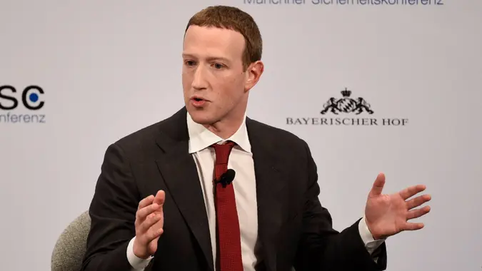 Mandatory Credit: Photo by Jens Meyer/AP/Shutterstock (10557363ae)Facebook CEO Mark Zuckerberg speaks on the second day of the Munich Security Conference in Munich, GermanySecurity Conference, Munich, Germany - 15 Feb 2020.
