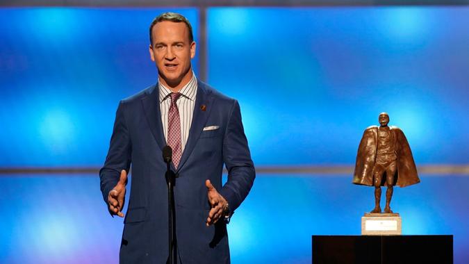 Mandatory Credit: Photo by Paul Abell/Invision/AP/Shutterstock (10081569lc)Former NFL player Peyton Manning presents the Walter Peyton NFL man of the year award at the 8th Annual NFL Honors at The Fox Theatre, in Atlanta8th Annual NFL Honors, Atlanta, USA - 02 Feb 2019.