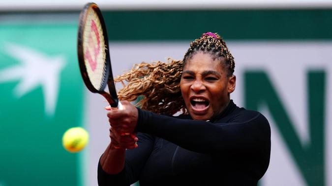 Mandatory Credit: Photo by Javier Garcia/BPI/Shutterstock (10792638fb)Serena Williams during her Women's Singles first round matchFrench Open Tennis, Day Two, Roland Garros, Paris, France - 28 Sep 2020.