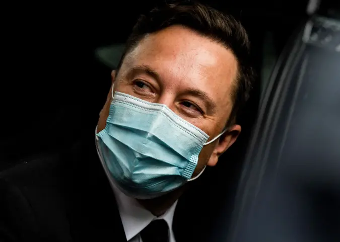 Mandatory Credit: Photo by FILIP SINGER/POOL/EPA-EFE/Shutterstock (10763436v)Tesla and SpaceX CEO Elon Musk leaves the Westhafen Event & Convention Center after attending the CDU/CSU faction meeting Berlin, Germany, 02 September 2020.