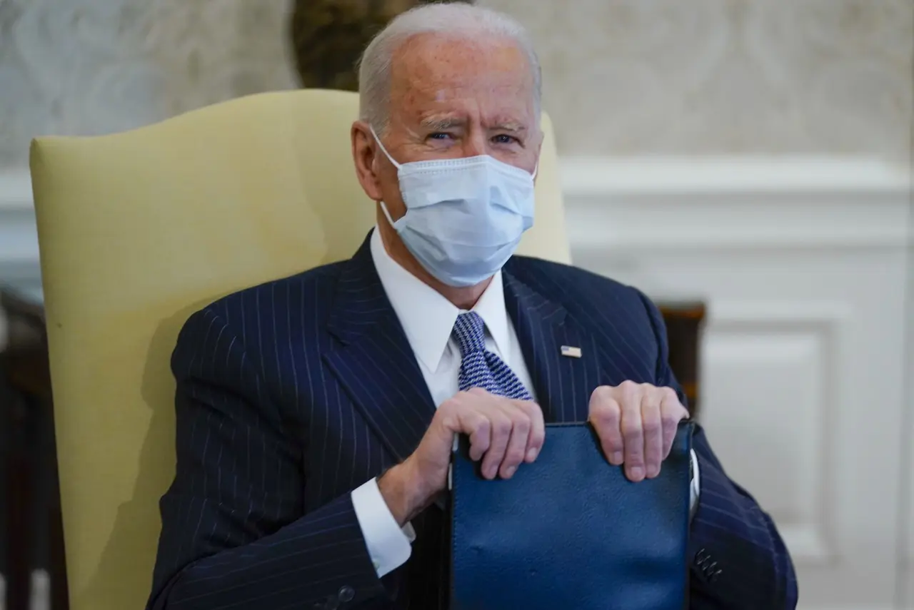 Mandatory Credit: Photo by Evan Vucci/AP/Shutterstock (11745374b)In this, photo, President Joe Biden during his meeting with Democratic lawmakers to discuss a coronavirus relief package, in the Oval Office of the White House in Washington.