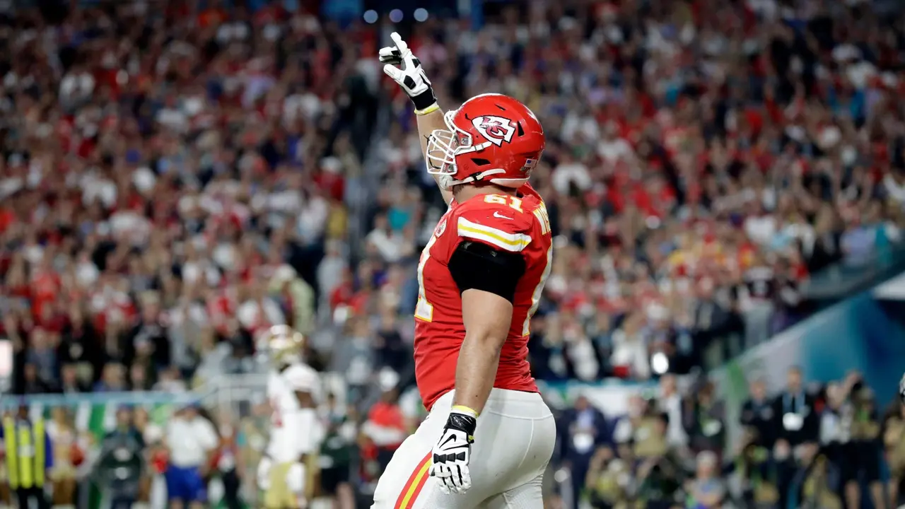 Mandatory Credit: Photo by Mark Humphrey/AP/Shutterstock (10550756cv)Kansas City Chiefs offensive guard Stefen Wisniewski (61) during the second half of the NFL Super Bowl 54 football game, in Miami Gardens, Fla49ers Chiefs Super Bowl Football, Miami Gardens, USA - 02 Feb 2020.