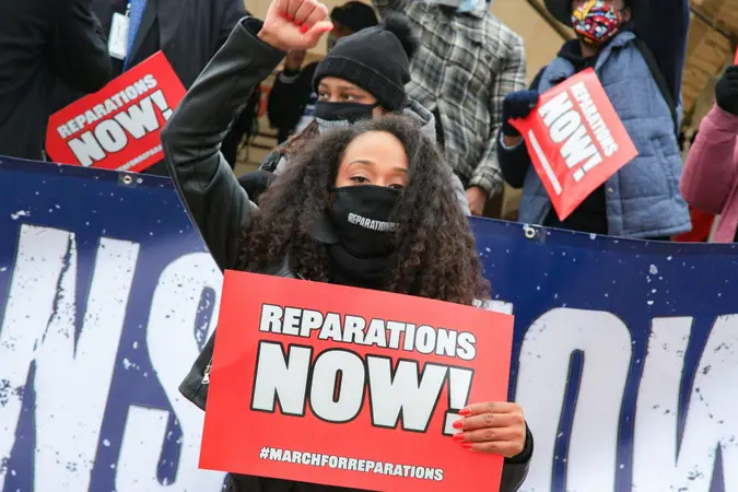 Mandatory Credit: Photo by Bryan Dozier/Shutterstock (11759572ao)Demonstrators with the Reparationist Collective gather at the Lincoln Memorial in Washington, D.
