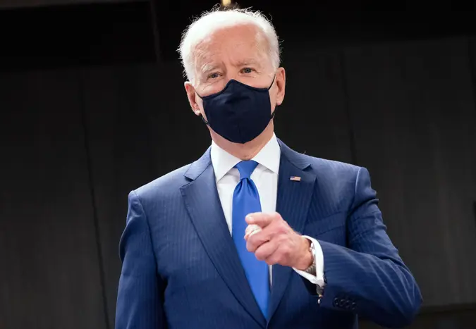 Mandatory Credit: Photo by Shutterstock (11791605e)United States President Joe Biden delivers remarks as he visits a Veterans Affairs (VA) COVID-19 vaccination center in Washington, DC.