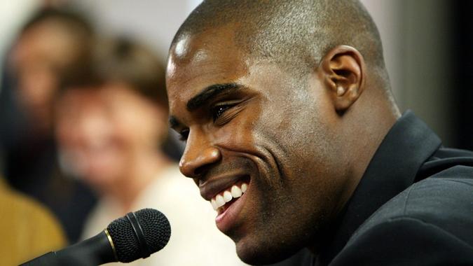 Mandatory Credit: Photo by Manuel Balce Ceneta/AP/Shutterstock (6411045b)JAMISON New Washington Wizards player Antawn Jamison answers questions as he is introduced to the media at a news conference, in Washington.