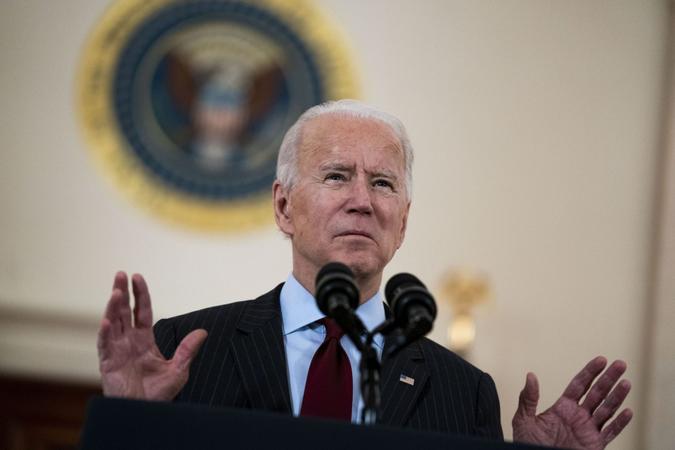 Mandatory Credit: Photo by Doug Mills/UPI/Shutterstock (11771986b)President Joe Biden delivers remarks on the lives lost to COVID-19 in the Cross Hall of the White HouseCovid death toll in U.
