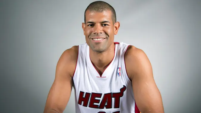 Mandatory Credit: Photo by J Pat Carter/AP/Shutterstock (6198414at)Shane Battier Miami Heat player Shane Battier poses for photos during the team's media day, in MiamiHeat Media Day Basketball, Miami, USA.