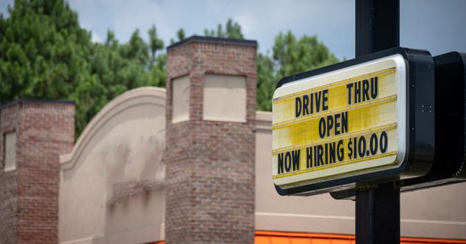 A fast-food restaurant advertises that is is hiring with a starting rate of $10.