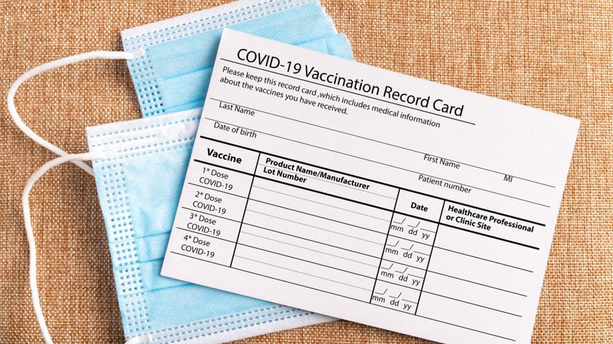 Coronavirus vaccination record card.