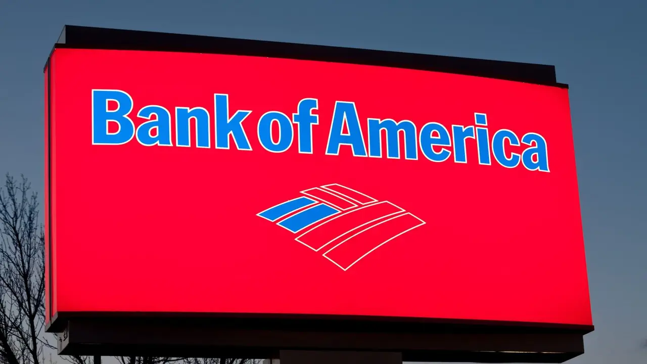 Manchester, New Hampshire, United States - April 14, 2011: This is a close up photo of a Bank of America sign at one of their banks.