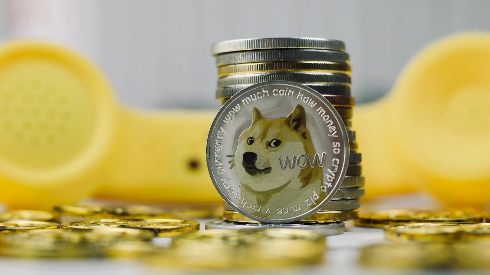 数字货币实物金属狗狗币硬币。