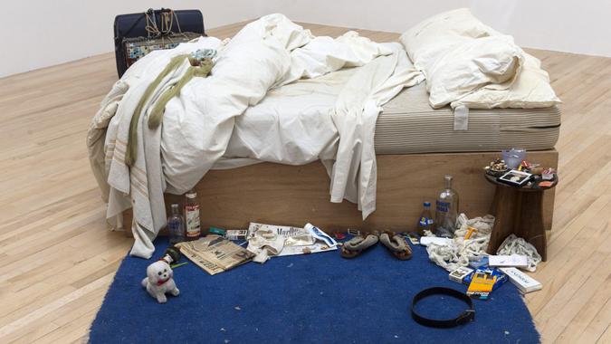 Mandatory Credit: Photo by Ray Tang/Shutterstock (4589102d)My Bed (1998) by Tracey EminTracey Emin and Francis Bacon artwork at Tate Britain, London, Britain - 30 Mar 2015Tracey Emin?s My Bed returns to Tate Britain for first time in 15 years.
