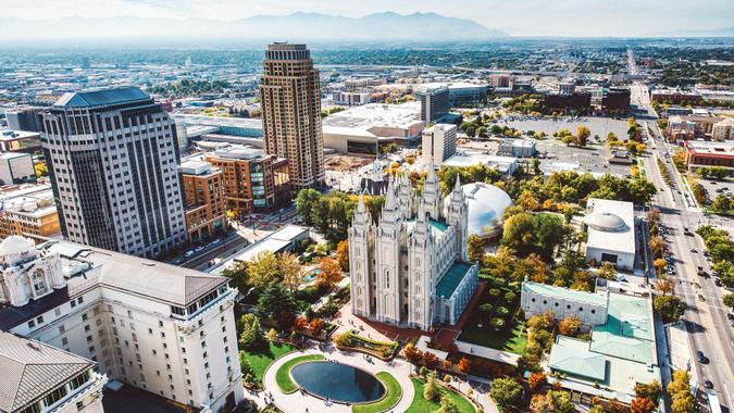 Salt Lake City Aerial View stock photo