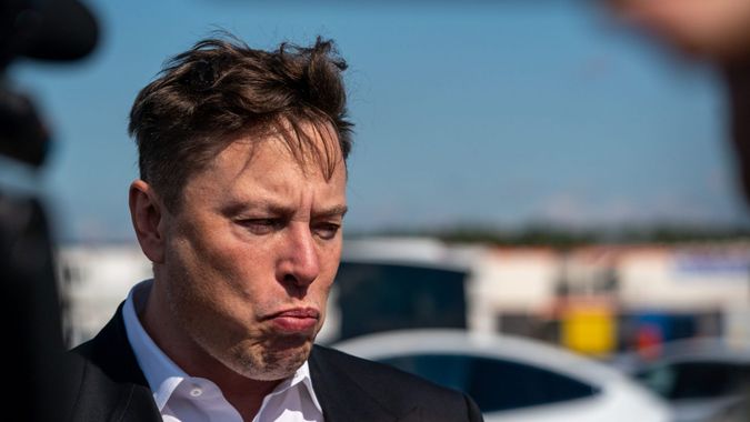 Mandatory Credit: Photo by ALEXANDER BECHER/EPA-EFE/Shutterstock (10764495w)Tesla and SpaceX CEO Elon Musk gives a statement at the construction site of the Tesla Giga Factory in Gruenheide near Berlin, Germany, 03 September 2020.