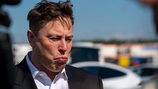 Mandatory Credit: Photo by ALEXANDER BECHER/EPA-EFE/Shutterstock (10764495w)Tesla and SpaceX CEO Elon Musk gives a statement at the construction site of the Tesla Giga Factory in Gruenheide near Berlin, Germany, 03 September 2020.
