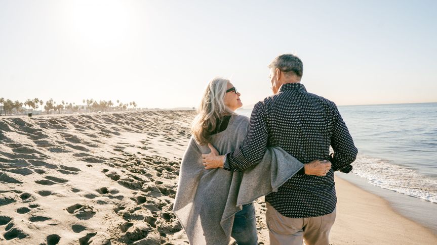 Senior couple on vacation.