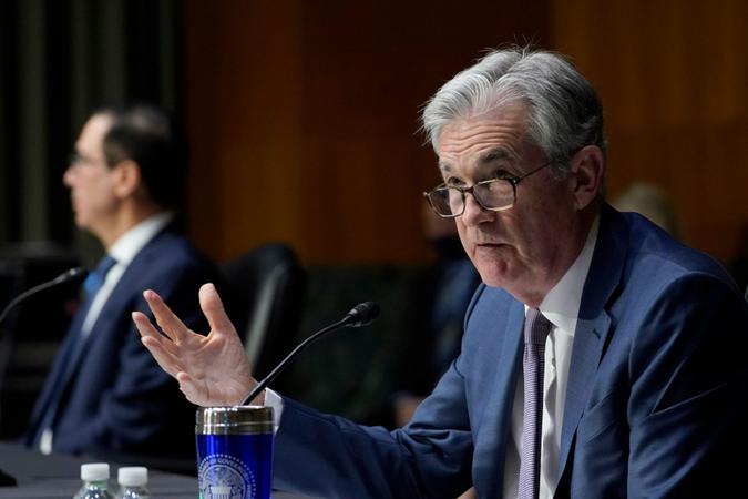 Mandatory Credit: Photo by Susan Walsh/AP/Shutterstock (11826552a)Federal Reserve Chairman Jerome Powell, right, testifies before the Senate Banking Committee on Capitol Hill in Washington.