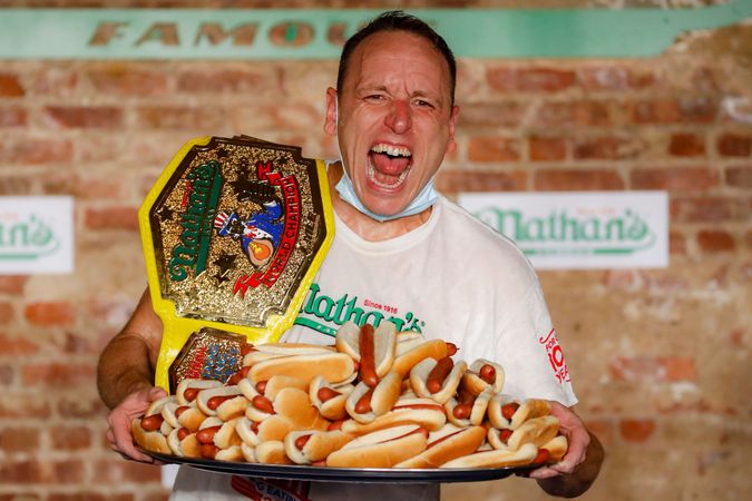 Hot Dog Eating Contest, New York, United States - 04 Jul 2020