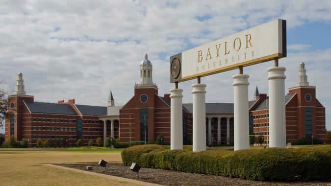 Waco, United States - November 30, 2013: The Science Building and Carlile Geology Research Center at Baylor University anchor one corner of the campus in Waco, Texas, underscoring the growth of Earth Sciences at the university after the discovery of several mammoths nearby.