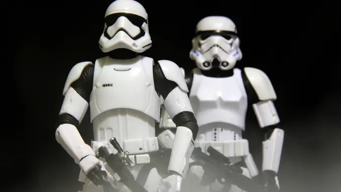 Vancouver, Canada - January 25, 2016: A pair of stormtrooper models from the Star Wars film franchise.