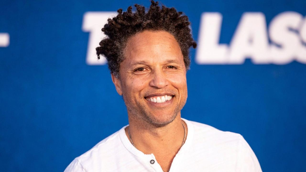 Mandatory Credit: Photo by ETIENNE LAURENT/EPA-EFE/Shutterstock (12216742q)US former soccer player Cobi Jones poses prior to the premiere of the Apple's 'Ted Lasso' Season 2 at Pacific Design Center in Hollywood, California, USA, 15 July 2021.