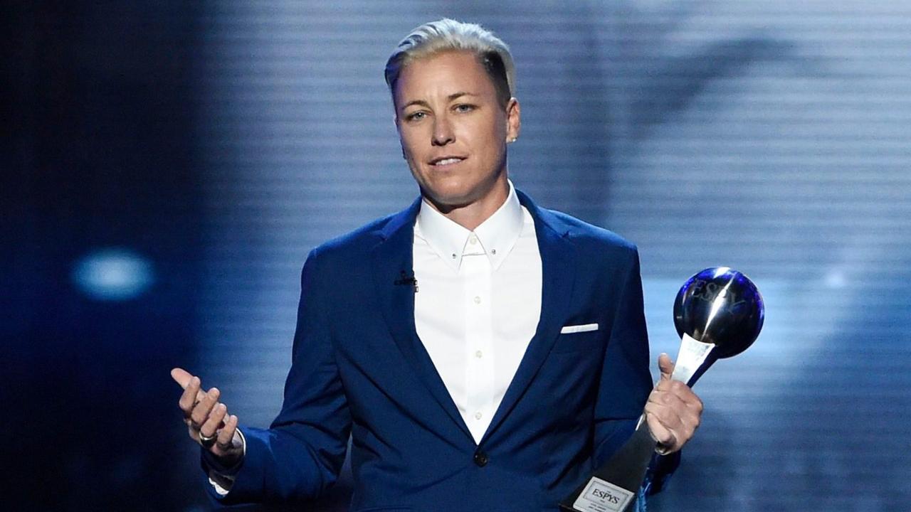 Mandatory Credit: Photo by Invision/AP/Shutterstock (9245141a)Former soccer player Abby Wambach, accepts the icon award at the ESPY Awards at the Microsoft Theater in Los Angeles.