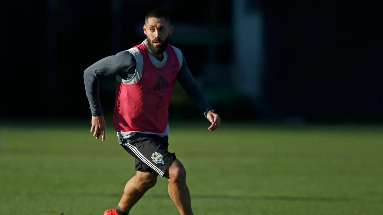 Mandatory Credit: Photo by Ted S Warren/AP/Shutterstock (9263211c)Seattle Sounders forward Clint Dempsey looks to pass during training, in Tukwila, Wash.
