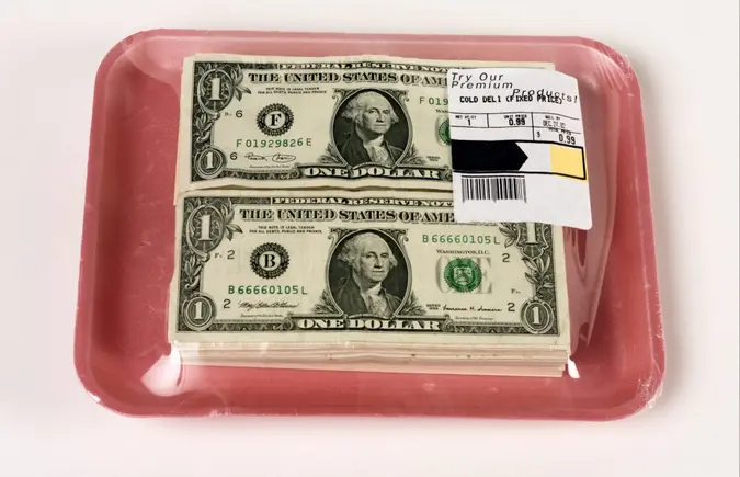worthless, Price Tag, high costs, escalating, Shrink Wrapped, Food Costs, Dollar, cold cash
