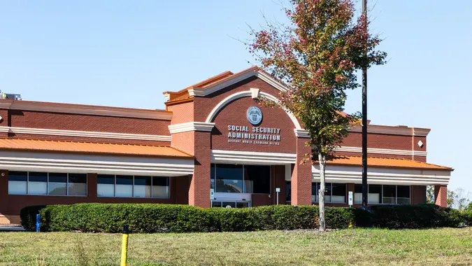 Hickory, NC, USA-2 Nov 2019: Local Social Security Administration office building.