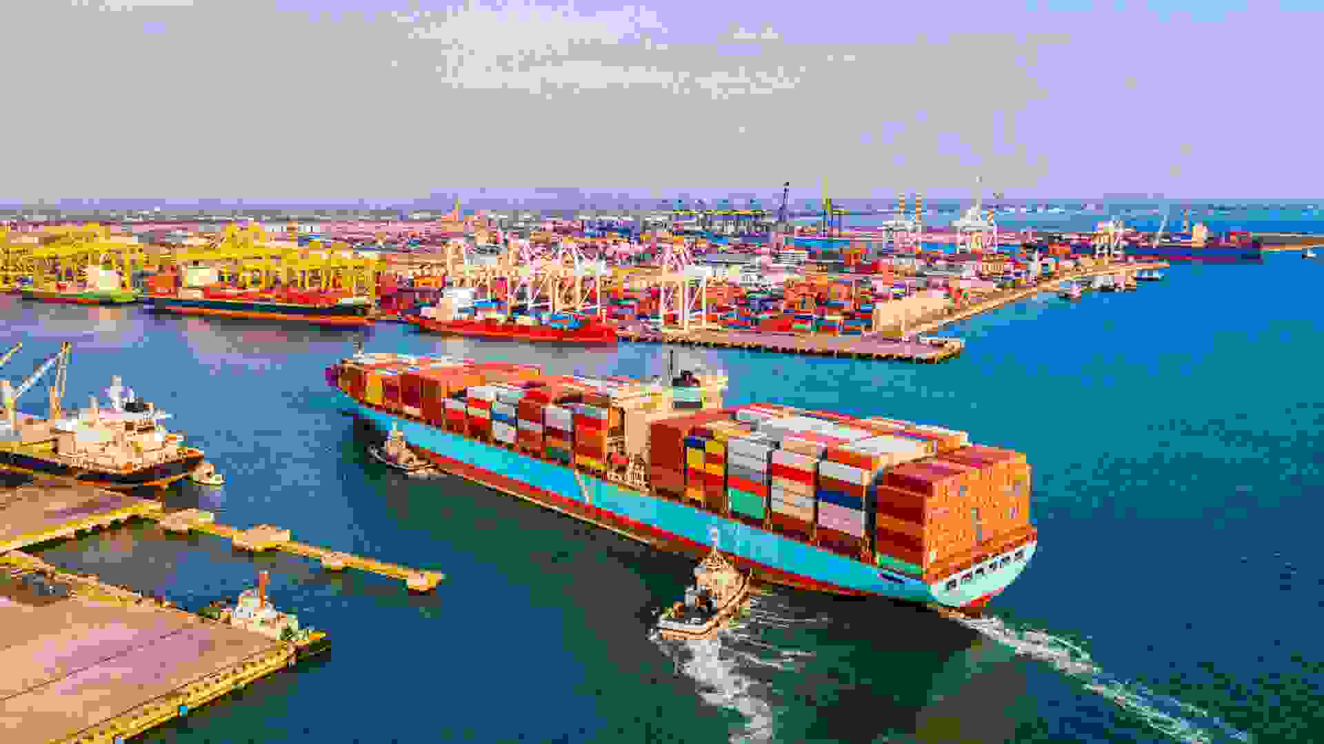 Cargo containers ship logistics transportation Container Ship Vessel Cargo Carrier.