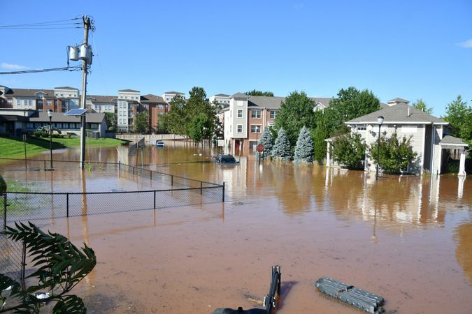 New Brunswick, NJ USA - September 2, 2021: City of New Brunswick flooded after Hurricane Ida.