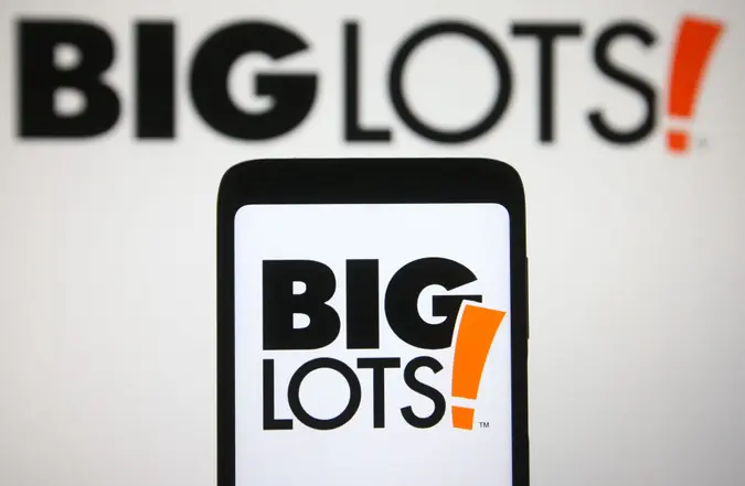 Mandatory Credit: Photo by Pavlo Gonchar/SOPA Images/Shutterstock (11781442m)In this photo illustration the Big Lots logo of a US retail company is seen on a smartphone and a pc screen.