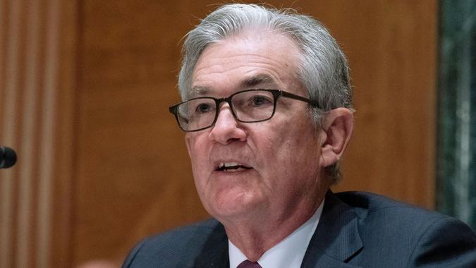 Mandatory Credit: Photo by Jose Luis Magana/AP/Shutterstock (12215647d)Federal Reserve Board Chair Jerome Powell testifies before Senate Banking, Housing, and Urban Affairs hearing to examine the Semiannual Monetary Policy Report to Congress, on Capitol Hill in WashingtonSenate Powell, Washington, United States - 15 Jul 2021.