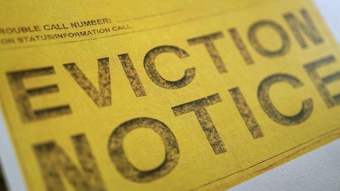 close up shot of eviction notice.