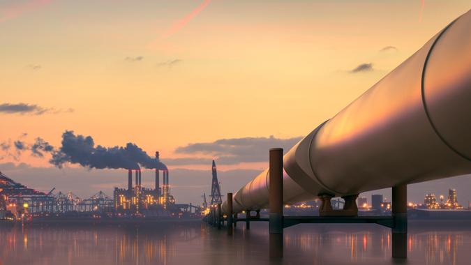 Pipeline in industrial district.