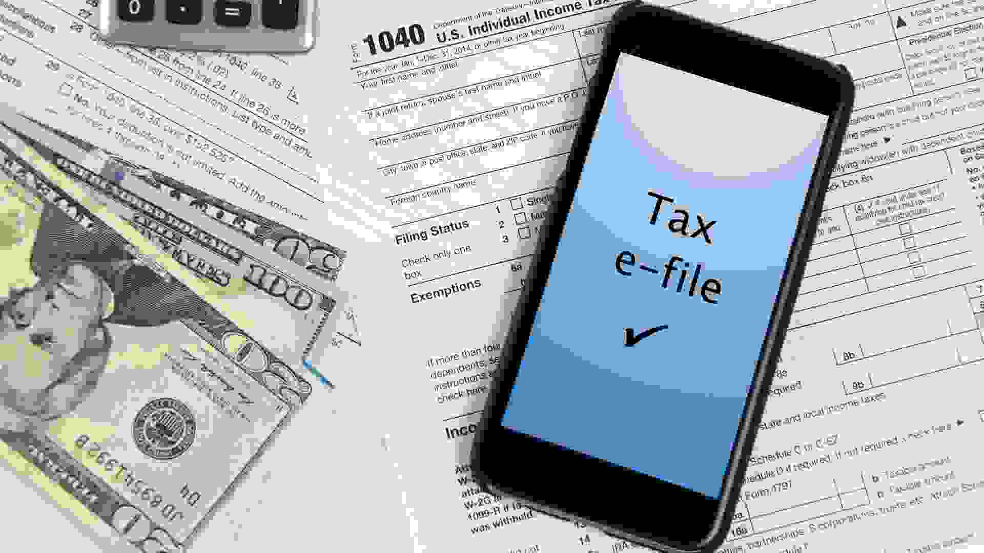 concept for e-file taxes over mobile phone.