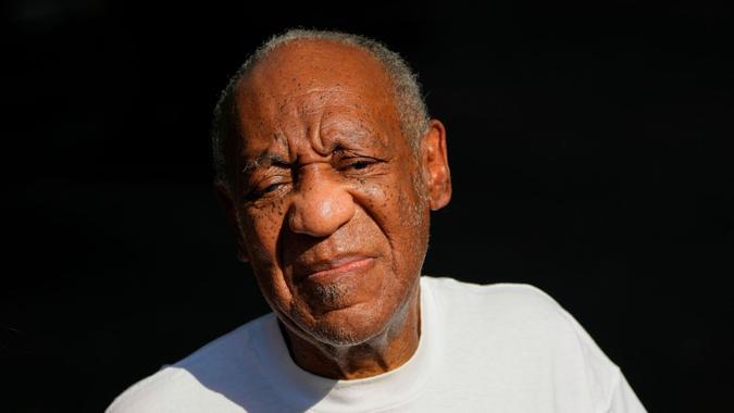 Mandatory Credit: Photo by Matt Slocum/AP/Shutterstock (12190854l)Bill Cosby reacts outside his home in Elkins Park, Pa.