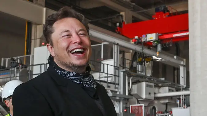 Mandatory Credit: Photo by Patrick Pleul/POOL/EPA-EFE/Shutterstock (12276227d)Tesla CEO Elon Musk (L) and Christian Democrats (CDU) party chairman Armin Laschet (R) visit the construction site of Tesla's Gigafactory in Gruenheide, Germany, 13 August 2021.