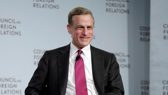 Mandatory Credit: Photo by AP/Shutterstock (8851782h)Federal Reserve Bank of Dallas President Robert Kaplan speaks to a breakfast meeting at the Council on Foreign Relations, in New YorkFederal Reserve Kaplan, New York, USA - 31 May 2017.