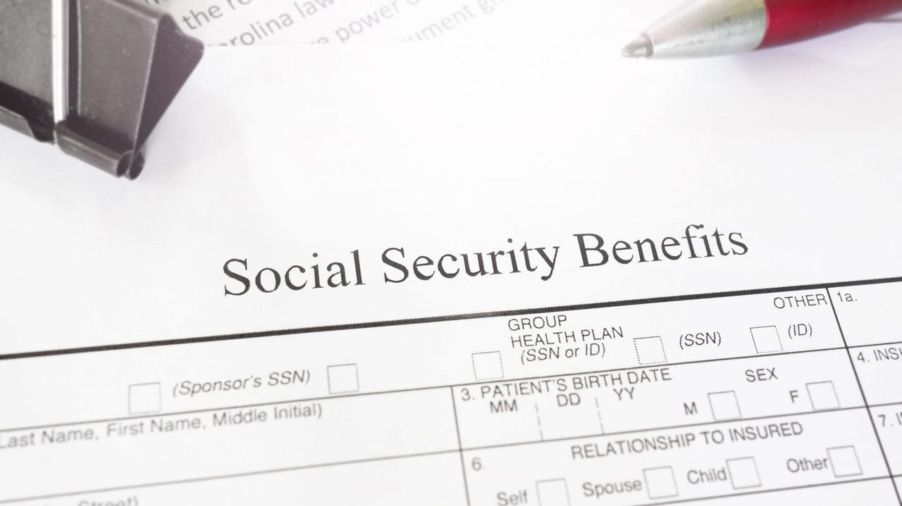 Blank Social Security Benefits application form.