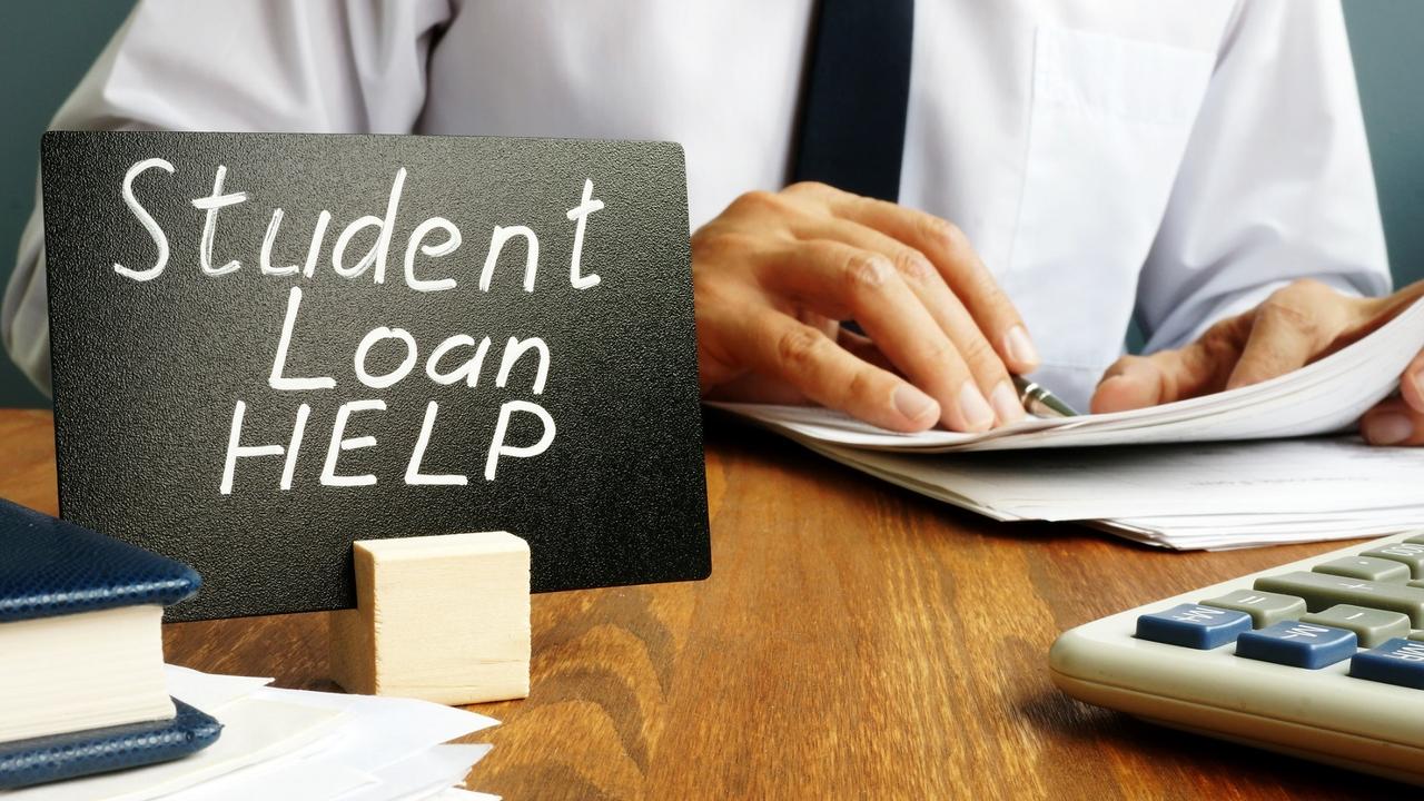 Student loan help and man with papers. stock photo