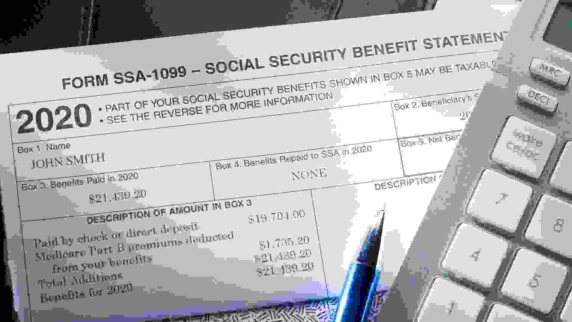 2020 Social Security Benefit Statement with calculator.