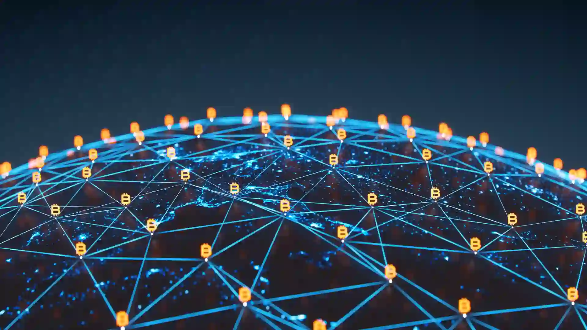 Global blockchain background.
